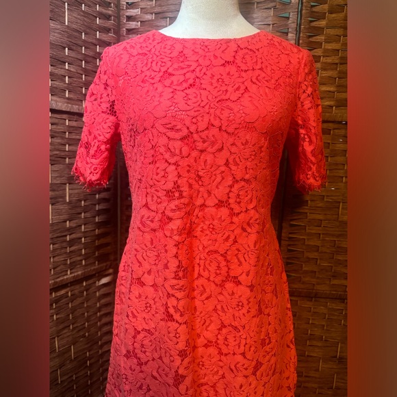 Jessica H Size 8 Coral Dress Lining with Lace overlay Business Cocktail - Picture 2 of 14